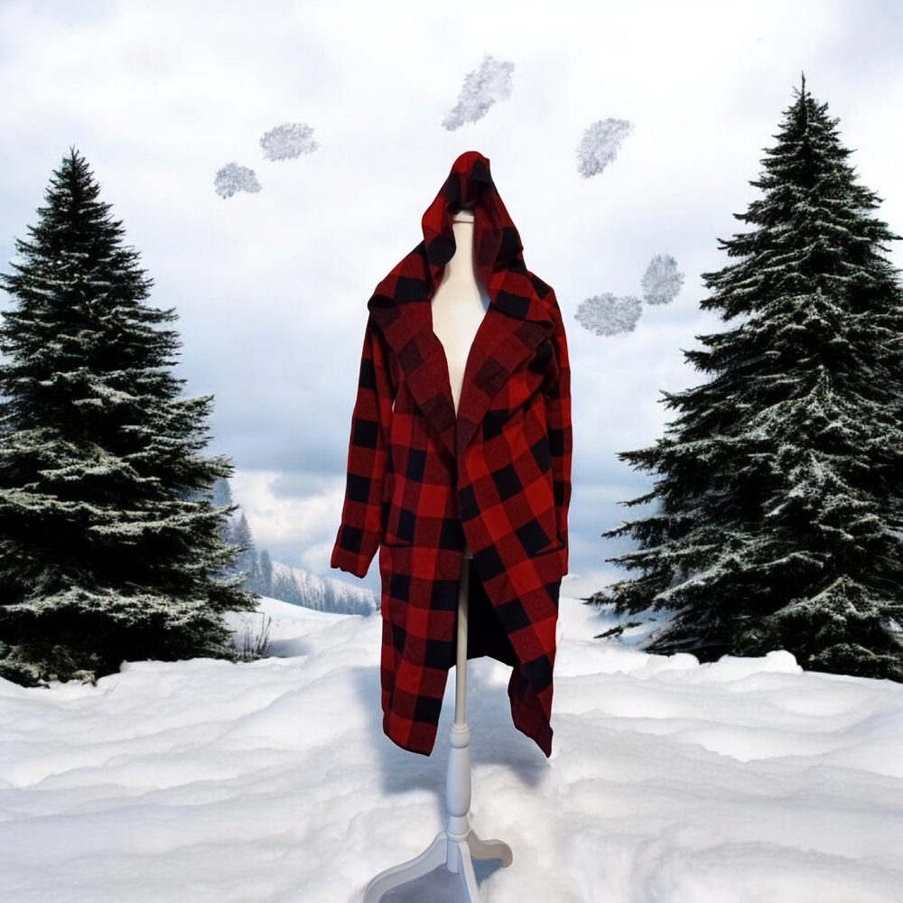Belldini Red and Black open hooded cardigan ( coatigan)